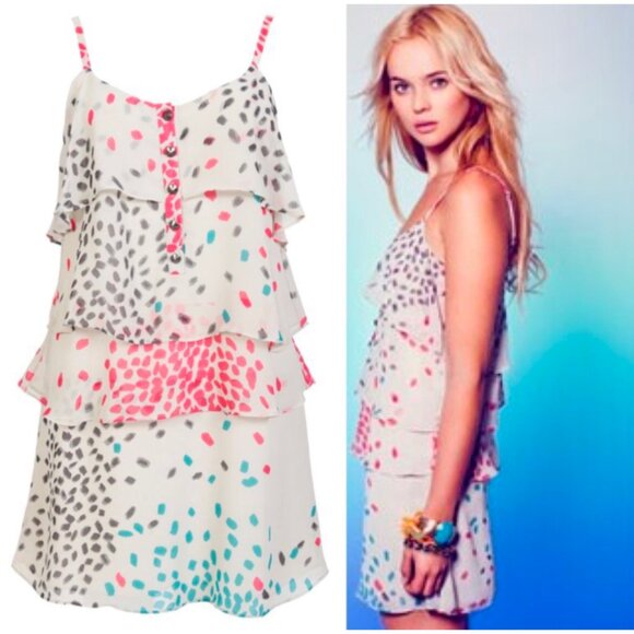 RORY BECA x F21 Confetti Dot Tiered Mini Slip Dress Medium NWT - Picture 1 of 9